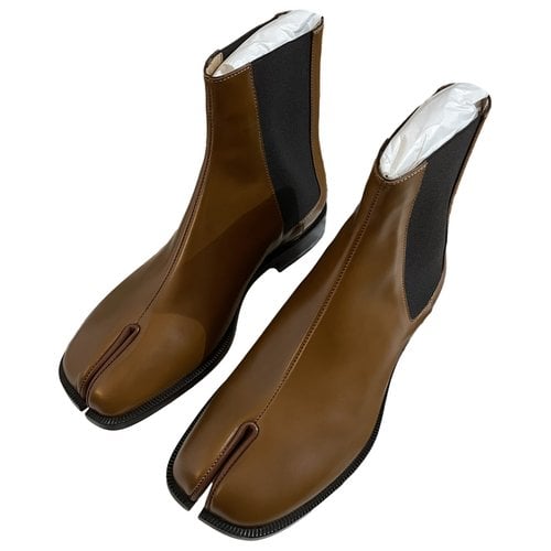 Pre-owned Maison Margiela Tabi Leather Boots In Camel