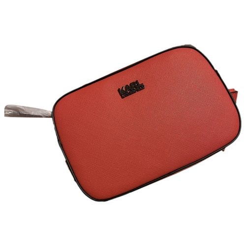 Pre-owned Karl Lagerfeld Vegan Leather Crossbody Bag In Red
