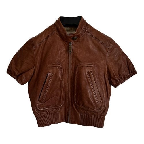 Pre-owned Prada Leather Top In Brown