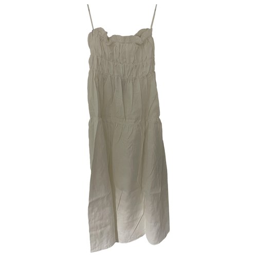 Pre-owned Sir Linen Mid-length Dress In White