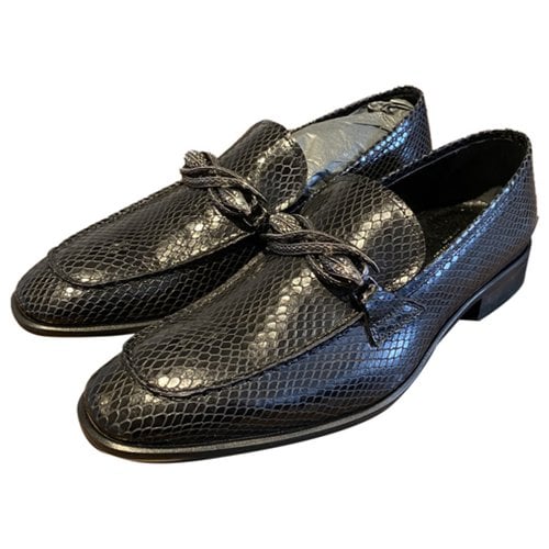 Pre-owned Roberto Cavalli Exotic Leathers Flats In Black