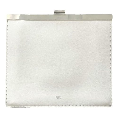 Pre-owned Celine Clasp Leather Crossbody Bag In White