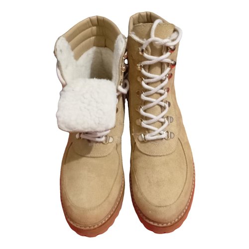 Pre-owned Flattered Velvet Snow Boots In Camel