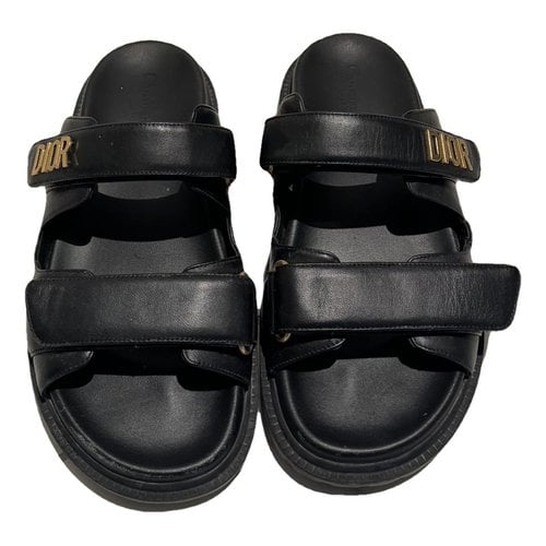 Pre-owned Dior Leather Sandals In Black