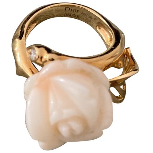 Pre-owned Dior Pré Catelan Yellow Gold Ring In White