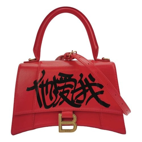 Pre-owned Balenciaga Hourglass Leather Crossbody Bag In Red