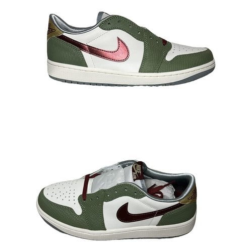 Pre-owned Jordan 1 Leather Low Trainers In Green