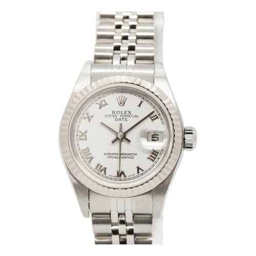 Pre-owned Rolex Lady Datejust 26mm Watch In White