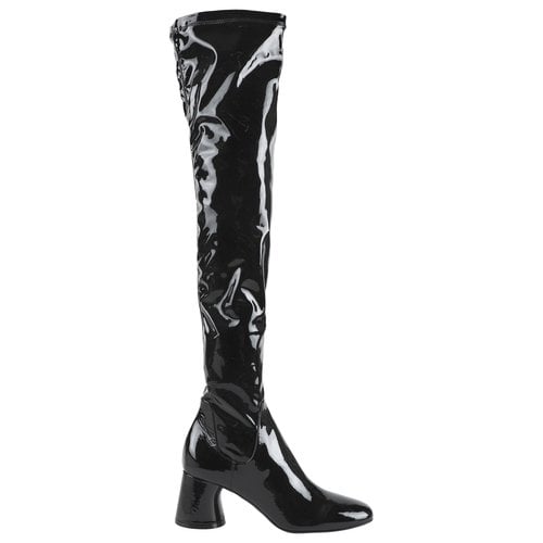 Pre-owned Khaite Patent Leather Boots In Black