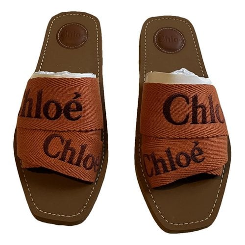 Pre-owned Chloé Woody Cloth Mules In Orange