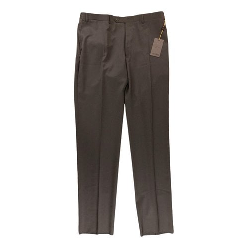 Pre-owned Canali Wool Trousers In Green