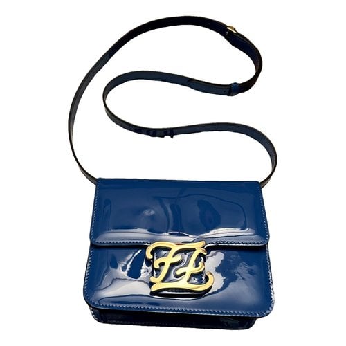 Pre-owned Fendi Patent Leather Crossbody Bag In Blue