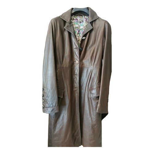 Pre-owned Maliparmi Leather Coat In Brown
