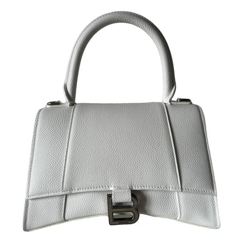 Pre-owned Balenciaga Hourglass Leather Handbag In White