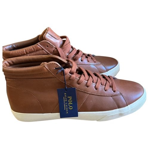 Pre-owned Polo Ralph Lauren Leather High Trainers In Brown