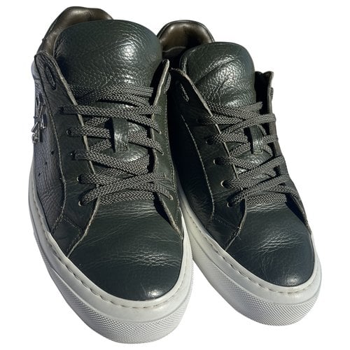 Pre-owned Philipp Plein Leather Trainers In Green