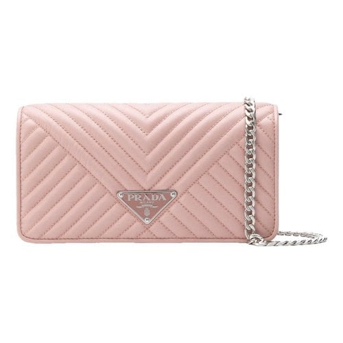 Pre-owned Prada Diagramme Leather Crossbody Bag In Pink