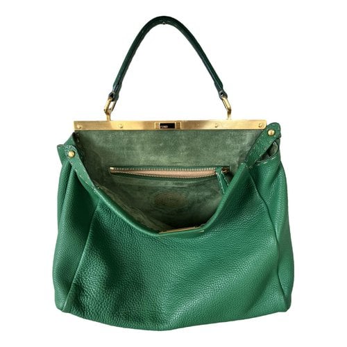 Pre-owned Fendi Peekaboo Leather Handbag In Green
