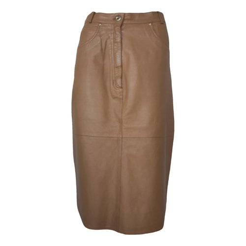 Pre-owned Trussardi Leather Skirt In Camel