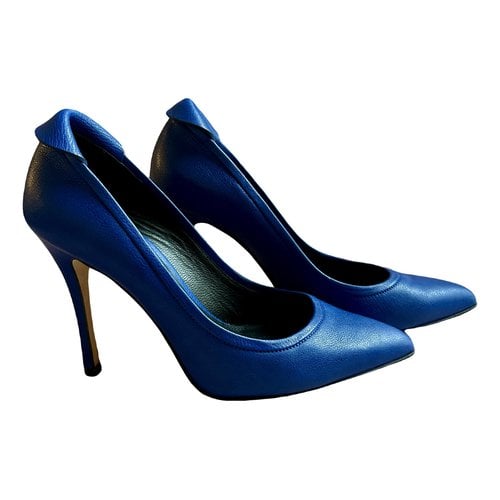 Pre-owned Yvonne Kone Leather Heels In Blue