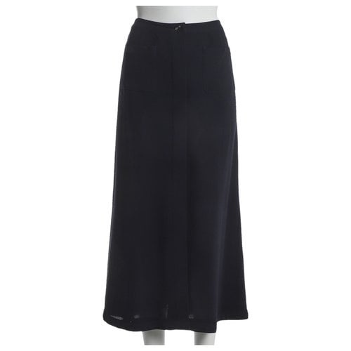 Pre-owned Chanel Wool Maxi Skirt In Navy