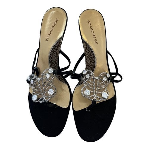 Pre-owned Borbonese Glitter Sandals In Black