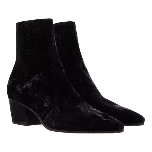 Pre-owned Saint Laurent Velvet Boots In Black
