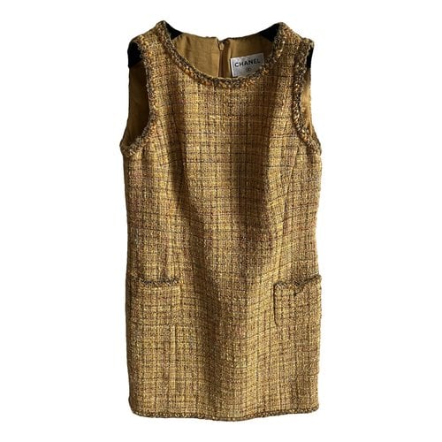 Pre-owned Chanel Wool Mid-length Dress In Gold