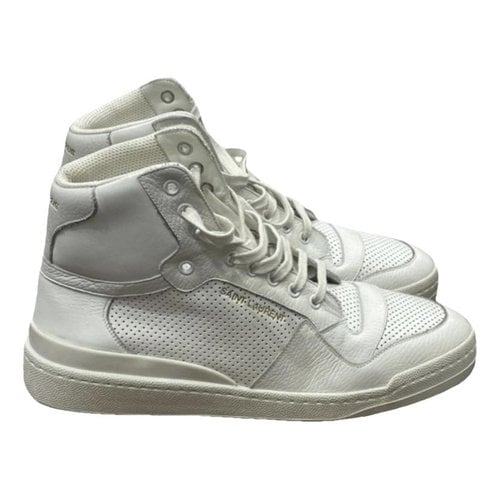 Pre-owned Saint Laurent Leather High Trainers In White