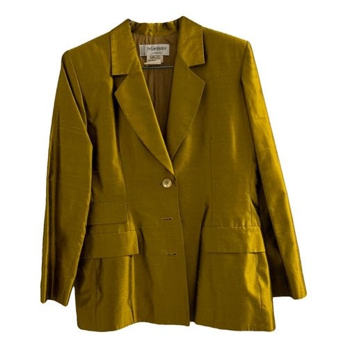 Pre-owned Saint Laurent Silk Suit Jacket In Green