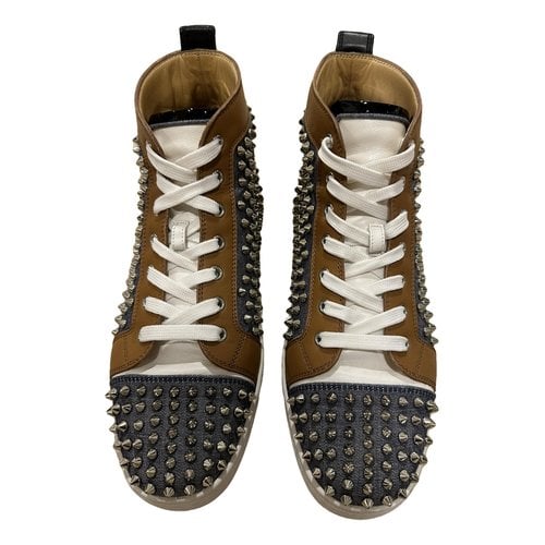 Pre-owned Christian Louboutin Leather Trainers In Beige