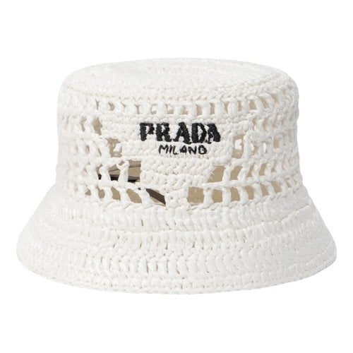 Pre-owned Prada Leather Hat In White