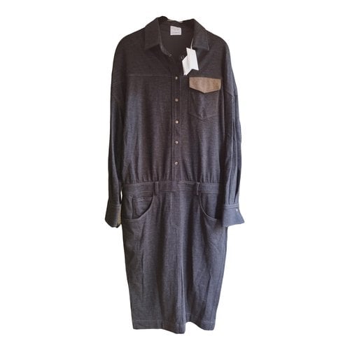 Pre-owned Brunello Cucinelli Wool Mid-length Dress In Grey