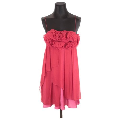 Pre-owned Tara Jarmon Silk Mini Dress In Red