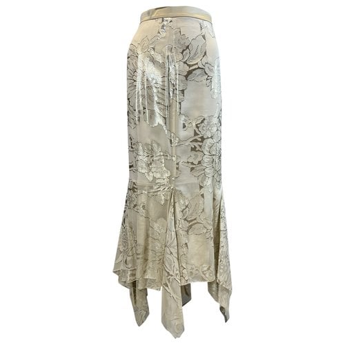 Pre-owned Max Mara Atelier Silk Maxi Skirt In Gold