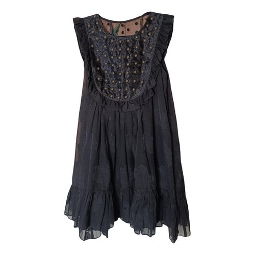 Pre-owned Manoush Silk Mini Dress In Black