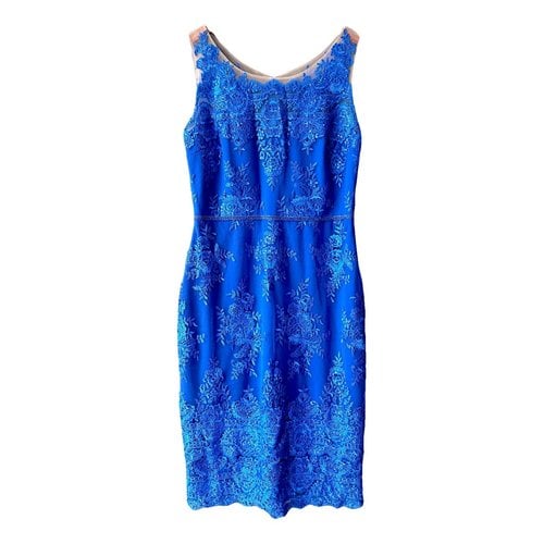 Pre-owned Marchesa Notte Lace Mid-length Dress In Blue