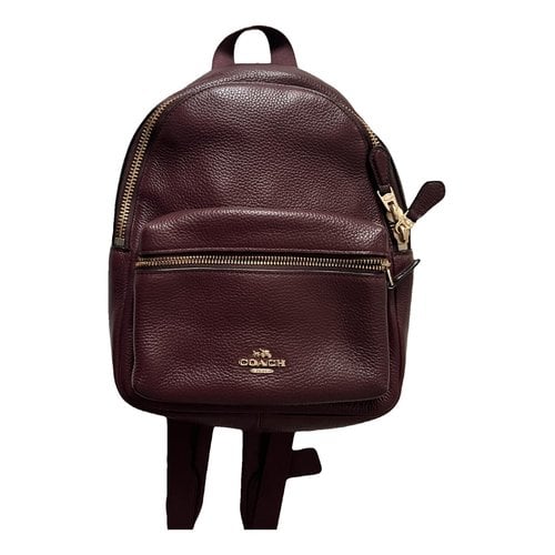 Pre-owned Coach Campus Leather Backpack In Burgundy