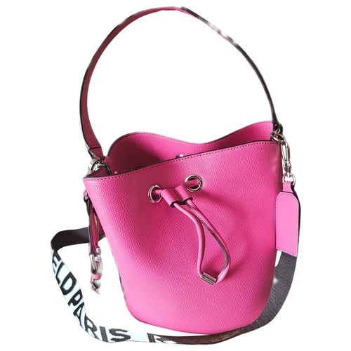 Pre-owned Karl Lagerfeld Vegan Leather Crossbody Bag In Pink