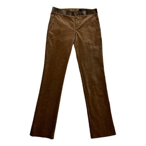 Pre-owned Gucci Leather Carot Pants In Brown