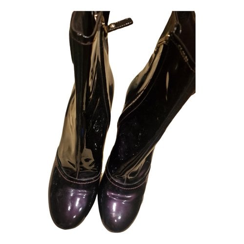 Pre-owned Louis Vuitton Skyline Patent Leather Boots In Purple