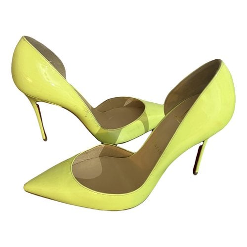 Pre-owned Christian Louboutin Iriza Patent Leather Heels In Yellow