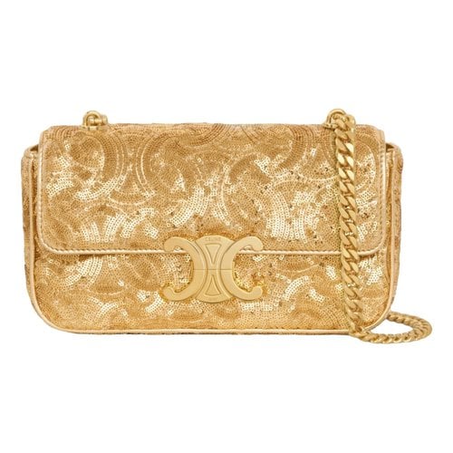 Pre-owned Celine Triomphe Glitter Handbag In Gold