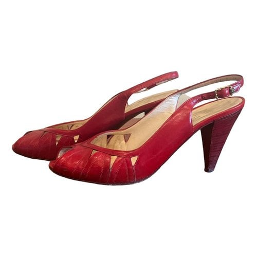 Pre-owned Bruno Magli Leather Heels In Red