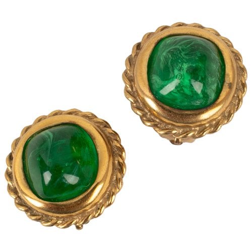 Pre-owned Chanel Baroque Earrings In Green