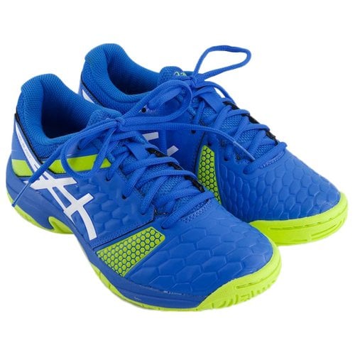 Pre-owned Asics Leather Trainers In Blue
