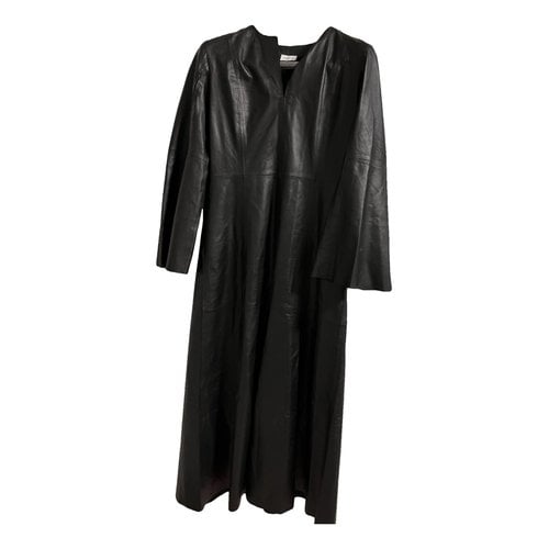 Pre-owned By Malene Birger Leather Maxi Dress In Black