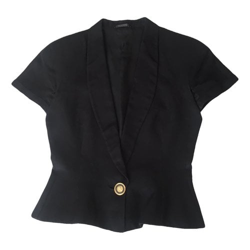 Pre-owned Versace Linen Short Vest In Black