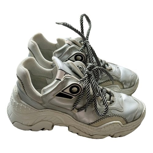 Pre-owned N°21 Billy Leather Trainers In Silver
