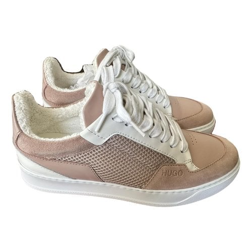 Pre-owned Hugo Boss Leather Trainers In Pink